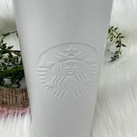 STARBUCKS 16oz PEARL WHITE TUMBLER / COLD CUP SLIDE OPENING LID BPA FREE - Picture 8 of 9